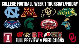 College Football Week 1 Thursday/Friday Analysis \u0026 Predictions| Colorado, Minnesota, Oklahoma \u0026 More