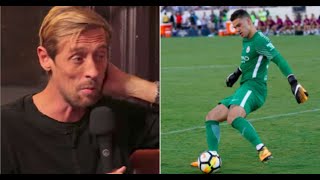 Peter Crouch responds when asked what level Ederson could play in midfield at