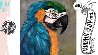 Colorful parrot loose step by step Acrylic April day #10 | TheArtSherpa