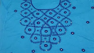 Hand Embroidery | Stem Stitch With Mirror Work | Dress Design #02