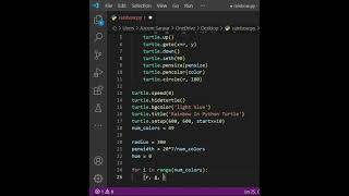 Python Turtle Code For Drawing Rainbow || Turtle || Python || Rainbow Drawing