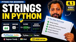 Python Strings Part 1 — Creation, Indexing & Slicing Explained | #4.1 #PyMasterIndia