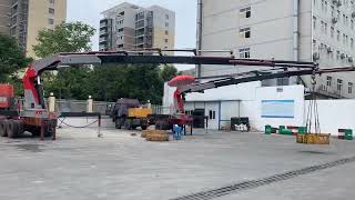 Knuckle boom crane testing before delivery