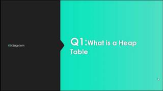 SQL Server Interview Question 1:What is Heap Table