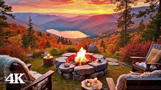 Autumn Hillside Sunset Ambience | Boost Your Mood with Calming Campfire and Birdsong