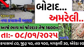 🌾 Commodity price 08-01-2025 | aajna bajar bhav | Botad aaj na bajar bhav | Amreli aaj na bajar bhav