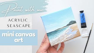 MINI CANVAS PAINTING - island, beach & ocean 🌊 easy seascape acrylic painting tutorial