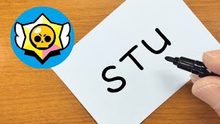 How to turn words STU（Brawl Stars）into a cartoon - How to draw doodle art on paper
