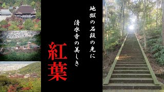 A panoramic view of Kiyomizu-dera Temple's temple and autumn leaves. A tourist attraction in Japan.