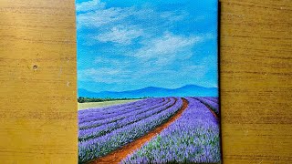 Lavender flower field acrylic painting/step by step easy acrylic painting for beginners/#20