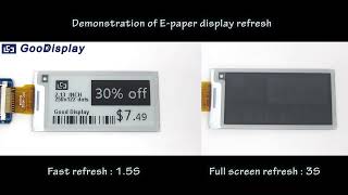 Comparison video of FAST REFRESH and FULL REFRESH of 2.13 inch e-paper display GDEY0213B74