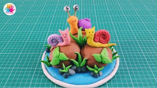 How to make Snail with clay/ Snail with play doh for kids/ DIY Snail Tutorial/ Easy animal shapes.