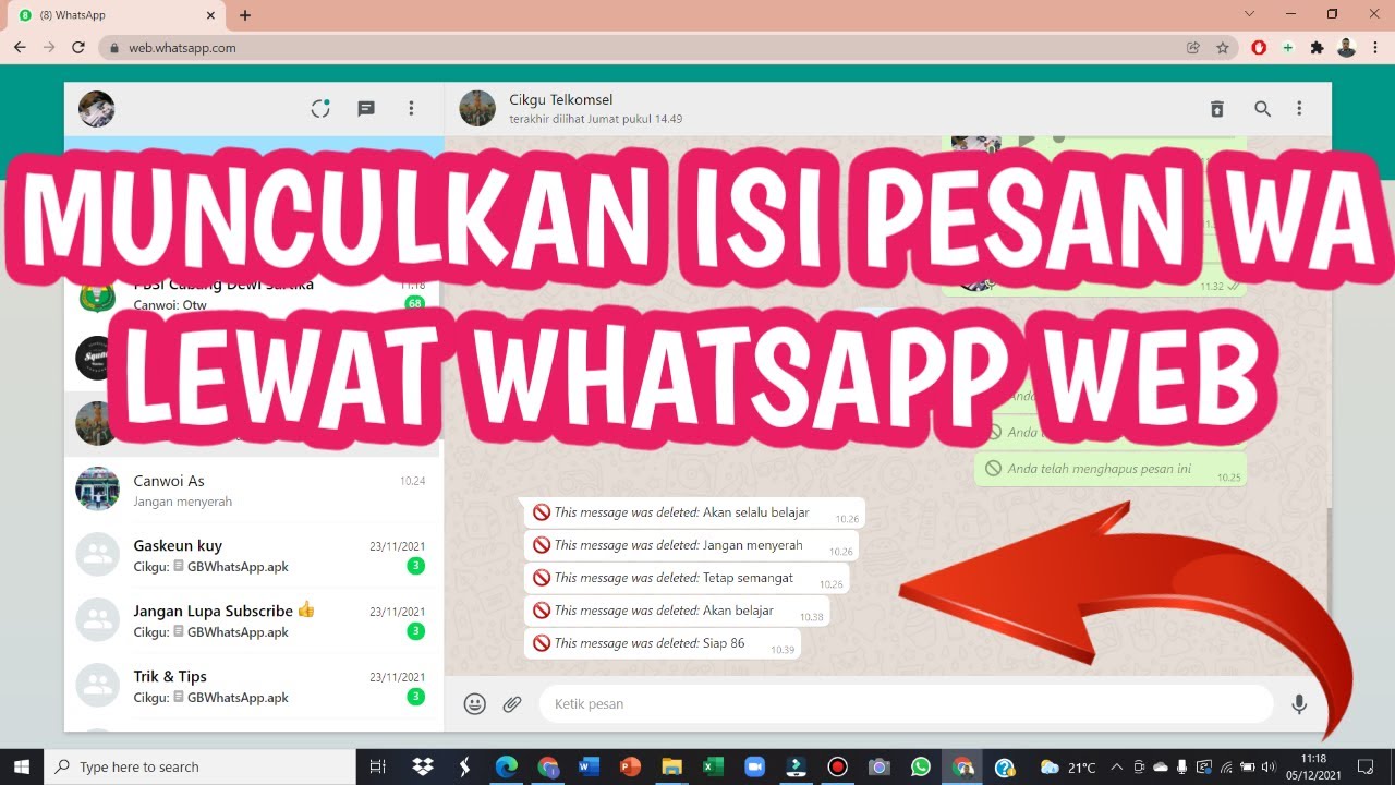 Cara Melihat Isi Pesan WhatsApp Yang Sudah Dihapus Lewat WHATSAPP WEB ...