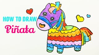 HOW TO DRAW PINATA | Easy & Cute Piñata Drawing Tutorial For Beginner / Kids