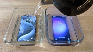 iPhone 15 Pro Max vs Samsung Galaxy S23 Ultra   HOT WATER TEST! 💥iPhone 15 Pro Max vs Samsung Galax