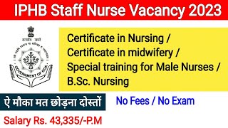 IPHB staff  Nurse Vacancy 2023 | No Exam, No fees | staff nurse  vacancy ,Nursing vacancy