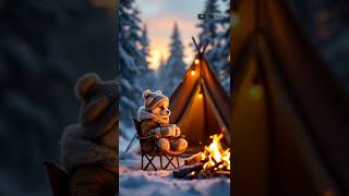 Cozy Winter Camping with a Tiny Puppy! ❄️🔥 #cozyvibes #wintercamping #cutedog