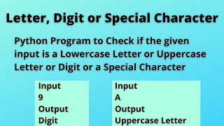 Python Program to Check if given input is a Letter, Digit or Special Character | CCBP Assignment 11