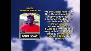 Peter Lionel ~ Short Obituary
