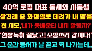 반전 신청사연 40억 로펌대표 예비동서 상견례중 화장실서 내뺨올린 시모'현장녹취 끝났고 소장쓰러 갑시다'동서가 날끌고 나가는데실화사연사연낭독라디오드라마라디오사이다썰