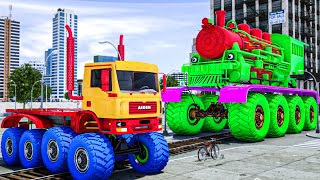 Fire Truck Frank Helps Taxi | Crane revived an old train | Wheel City Heroes (WCH)