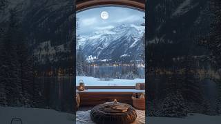 ❄️Moonlit Winter Escape: Cozy Fireplace \u0026 Snowy Cabin Ambience for Sleep \u0026 Relaxation🔥#relax #peace