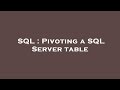 SQL : Pivoting a SQL Server table