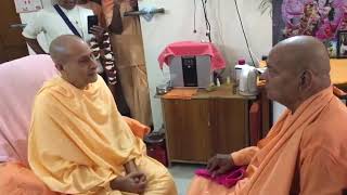 HH Radhanath swami Maharaj meets HH Radha Govind Swami Maharaj in Vrindavan