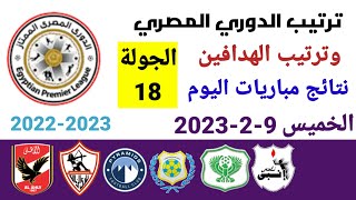 ترتيب الدوري المصري وترتيب الهدافين ونتائج مباريات اليوم الخميس 9-2-2023 من الجولة 17
