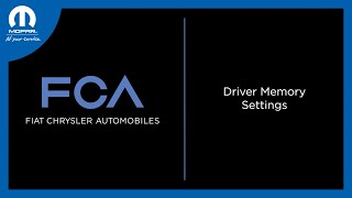 Driver Memory Settings | How To | 2023 Chrysler, Dodge, Jeep & Ram Vehicles