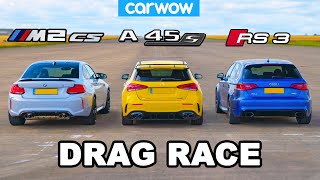 New BMW M2 CS vs AMG A45 S vs Audi RS3: DRAG RACE!