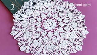 Crochet Doily How to crochet pineapple doily Part 2, 5  - 8 round