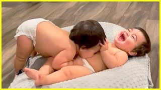 So Adorable! Twin Babies Playing Together || Funny Moment