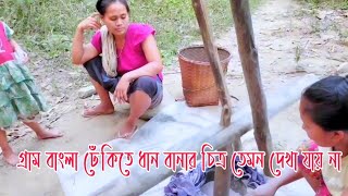 How Pitha Powder is Made By Pouring in Village Bengal | ঢেঁকি দিয়ে কীভাবে পিঠা গুঁড়া তৈরি করা হয় |