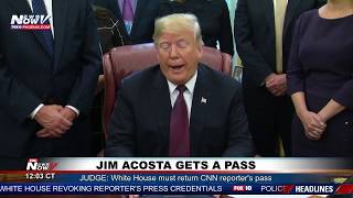 WATCH: President Trump Responds To CNN's Jim Acosta Getting Press Pass Back