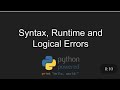 Syntax, runtime, semantic errors in python ||python3||tautorials||programing|tech rockers