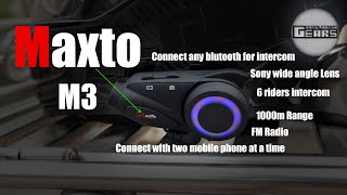 Maxto M3 Intercom | Sony HD wide angle 1080p | Aero dynamic | 6 riders | 1000m