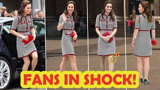 Fans SPOTTED An Anomaly On Catherine's Knee As She STUNS In A Red Gucci Dress At London Museum