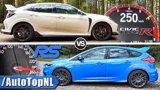 Ford Focus RS vs Honda Civic Type R | 0-250km/h ACCELERATION SOUND & AUTOBAHN POV by AutoTopNL