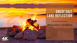 🔥 LAKESIDE CAMPFIRE & SUNSET 🔥 12 Hours of Crackling Fire Sound Waves & Relaxing Background 4K Video