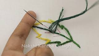 Hand embroidery stitches tutorial with elegant leaf design | beautiful leaf embroidery