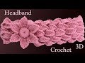 Diadema a crochet con trenzas de hojas y flor 3D en punto tunecino tejido tallermanualperu