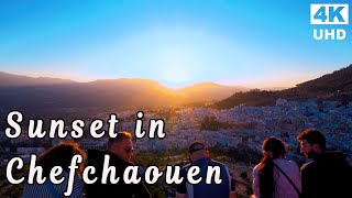 SUNSET in CHEFCHAOUEN, MOROCCO 🌅 🧡📸 | 4K UHD Walking Tour with Captions