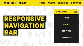 Responsive Mobile Navbar Menu Tutorial with HTML, CSS and Javascript