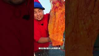 Mongolian grassland life, super large yellow fat steak [Suhe] #camping #cooking #food#village