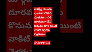 జారస్త్రీయుండు ఛాయకు పోక నీ మార్గము దానికి దూరముగా చేసికొనుము దాని యింటివాకిటి దగ్గరకు వెళ్లకుము