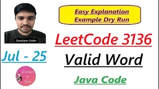 Valid Words | LeetCode 3136 | Java Code | Developer Coder
