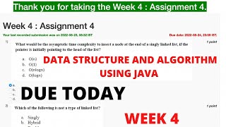 NPTEL 2022: DATA STRUCTURES AND ALGORITHMS USING JAVA ASSIGNMENT WEEK 4 Answers | July 2022
