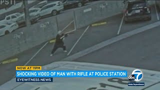 Video shows man armed with rifle entering secure part of Rialto police station