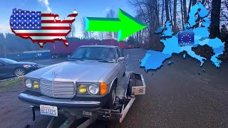 Посылка Мерседес W123 из США в Европу. Подарок Папе!